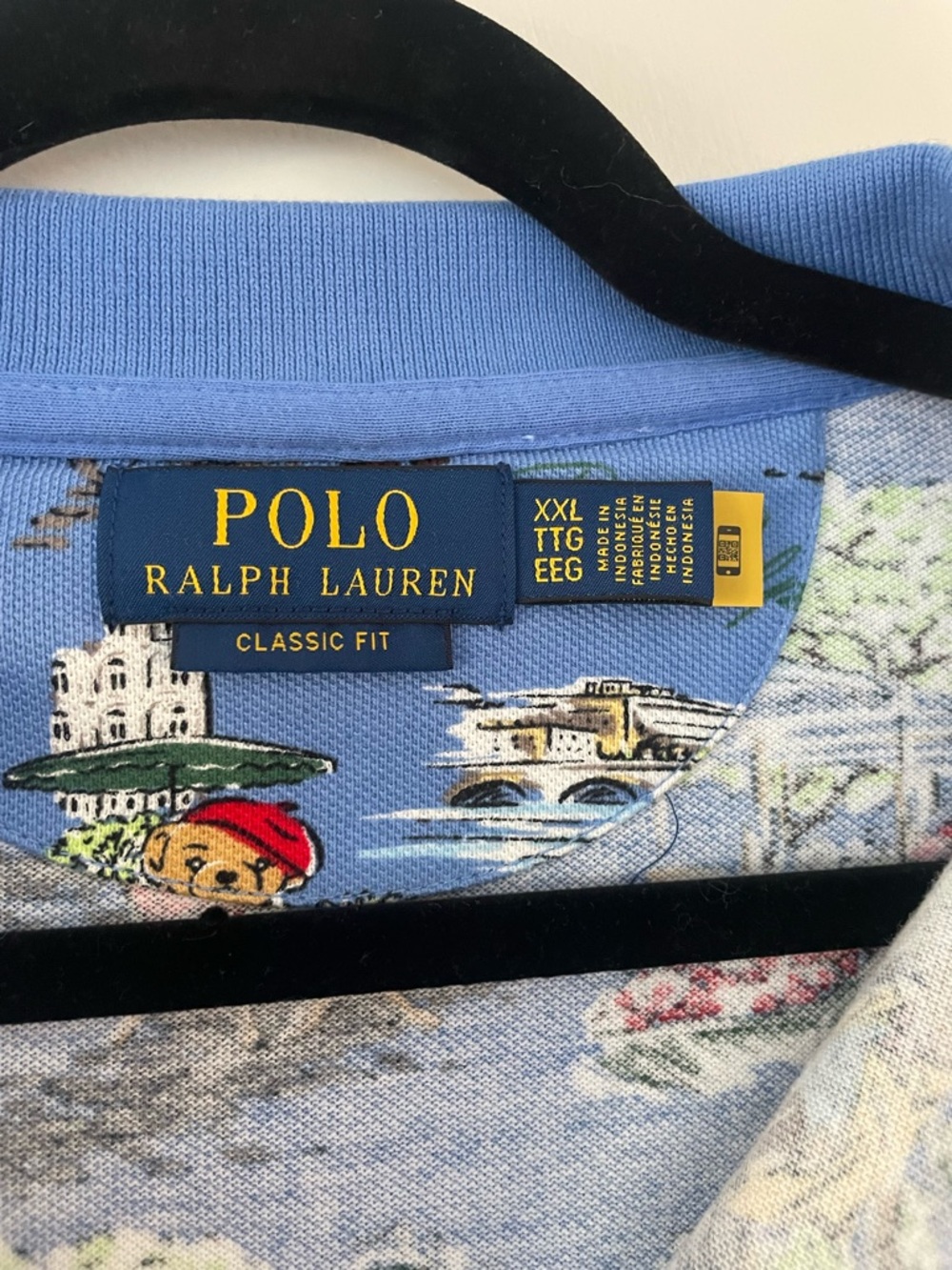 Ralph Lauren Light blue bear Parisian Print Polo Shirt - Picture 3 of 4
